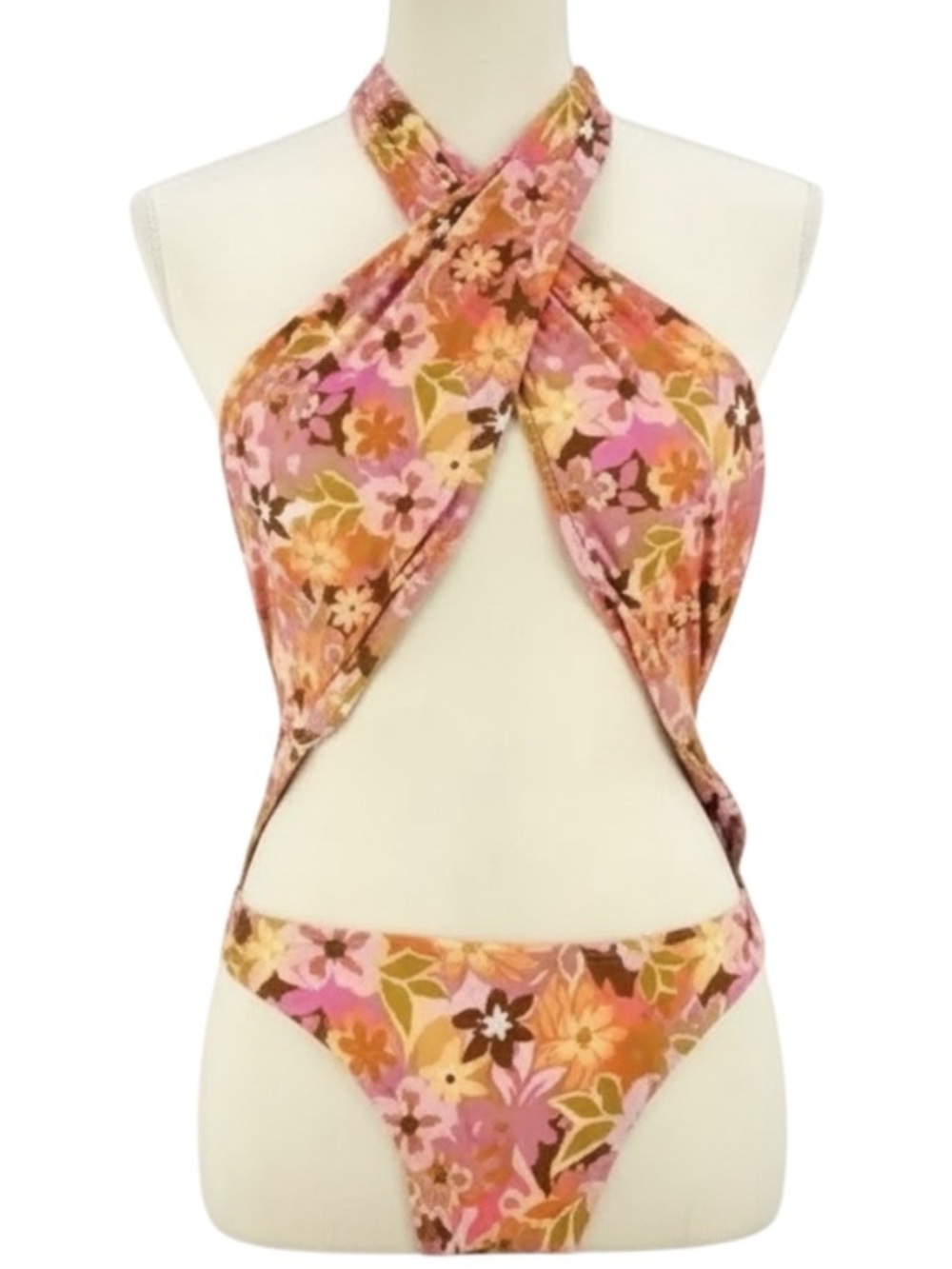 Stone Fox Swim Rafa One Piece Azalea Retro Pop Pink Cutout Free People Collab